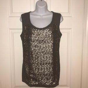 Ann Taylor Sequin Mixed Media Top